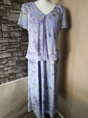 Coldwater Creek Lavender Floral Maxi Skirt Set
